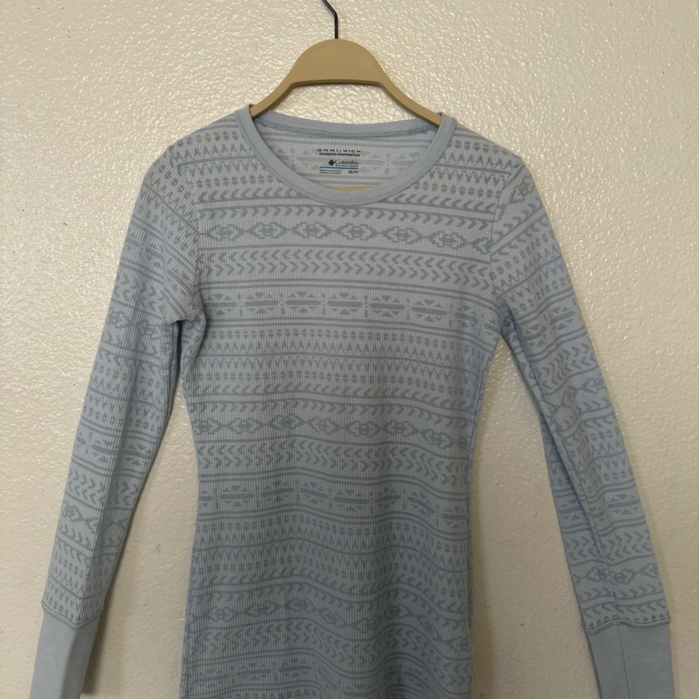 Columbia Light Blue Patterned Women's Top size xs